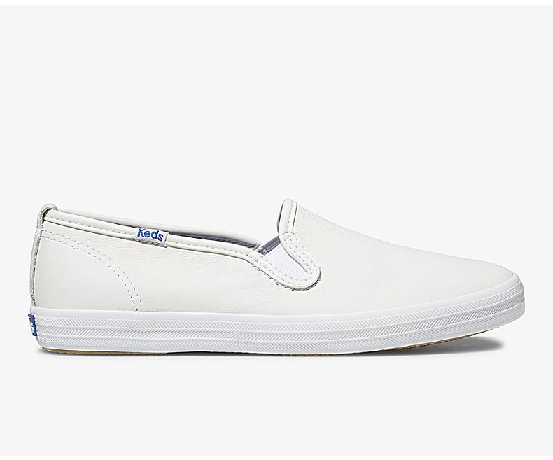 Keds Women's Shoes Official Site Champion Leather Slip On White Champion Shoes - HT0732496